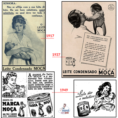 Propaganda de leite condensado para bebês no começo do século xx.